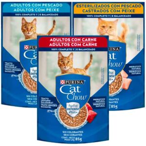 Cat chow húmedo carne/pescado//esterilizados 85gr Pack 15 uds