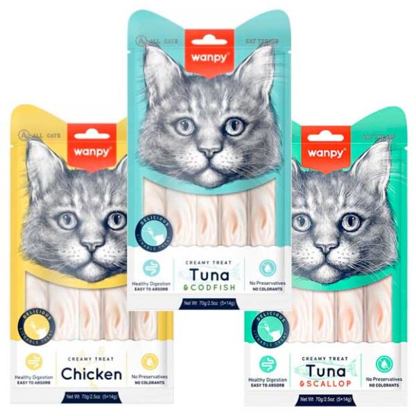 Wanpy Alimento Snack Cremosa y Delicioso Gato 70Grs