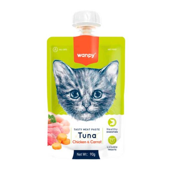 wanpy Tasty meat paste gato atun ,pollo y zanahoria 90g