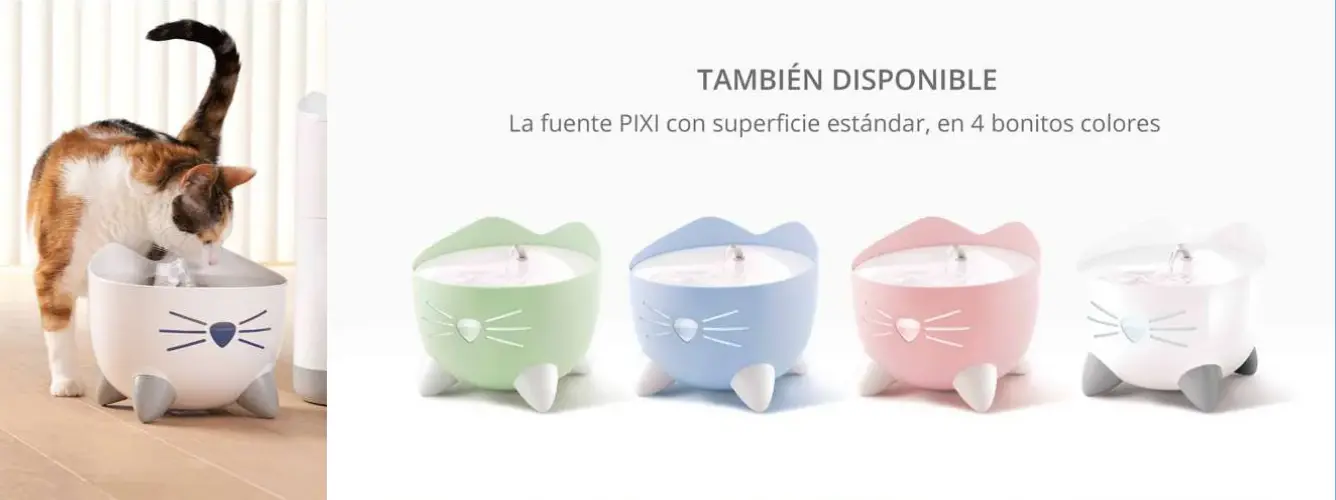 Catit Pixi Fuente colores para gato detalle