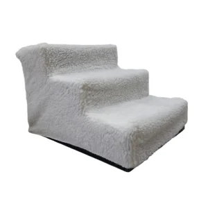 Escalera para Mascotas 3 Peldaños — Sherpa Blanco 32x44x35 cm