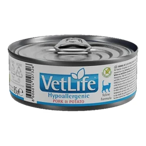 VetLife Hypoallergenic Alimento Húmedo Gato Cerdo y Patata 85 g